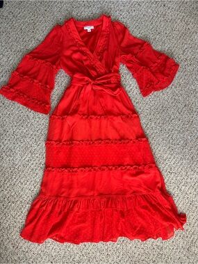 Alexis by target Red Ruffle Tiered Maxi Dress